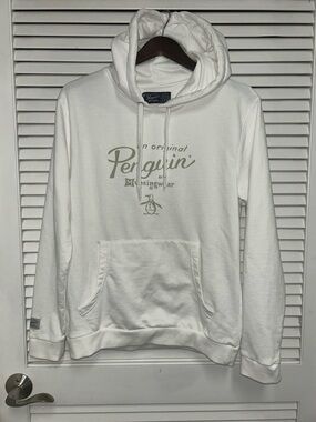 Original Penguin White Pullover Hoodie with Subtle Sage Logo